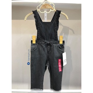 Quần yếm denim ráp bèo nhún zara auth tuồn