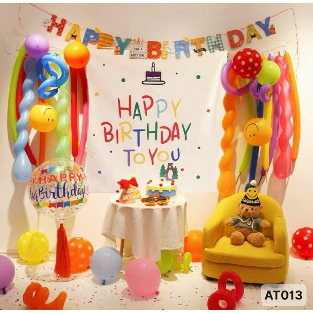 Set bóng trang trí sinh nhật Handmade tại nhà kiểu Hàn Quốc [Tặng kèm BƠM + KEO DÁN]