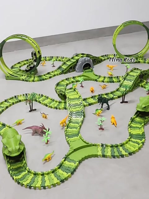 Khủng long đồ chơi lắp ráp đường đua ô tô
