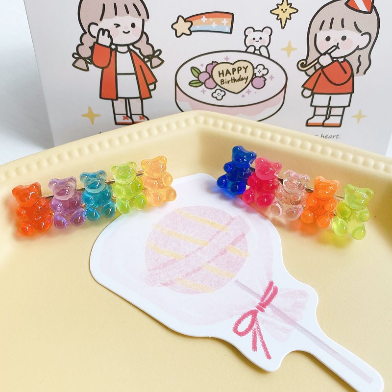 (Hàng Mới Về) Kẹp Tóc Hình Gấu Nhiều Màu Sắc Xinh Xắn