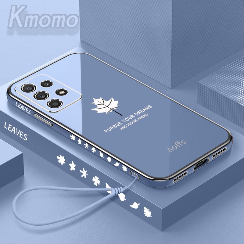 Ốp Điện Thoại Mềm Mạ Điện Hình Lá Phong Kèm Dây Đeo Cho Samsung Galaxy A24 4G A34 A54 A23 A33 A73 A53 5G A14 5G A04s A13 5G FY