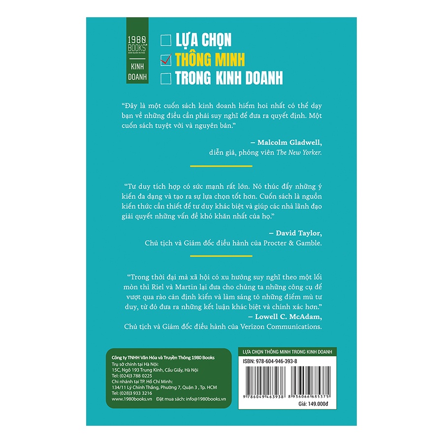 Sách - Lựa Chọn Thông Minh Trong Kinh Doanh