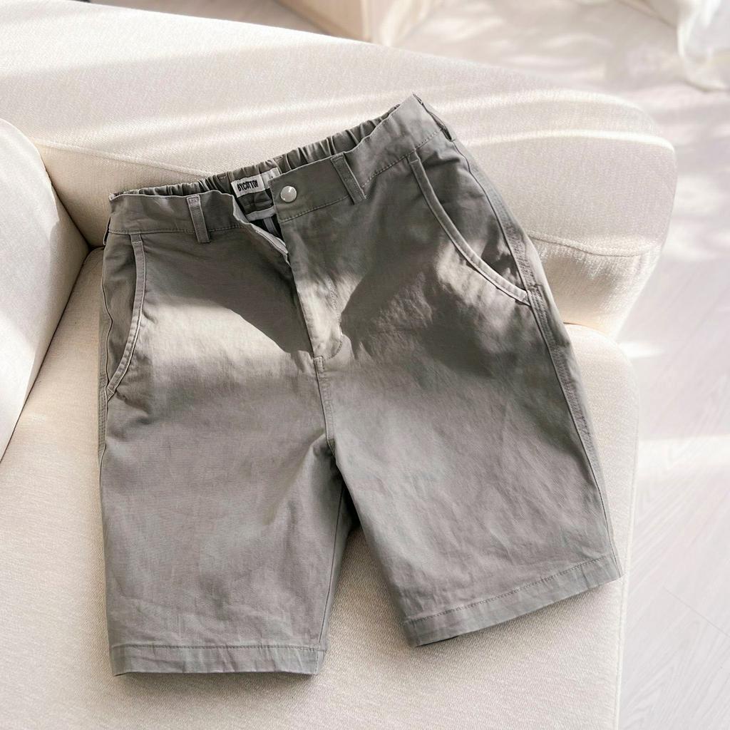 Quần Short Kaki Nam Cao Cấp Màu Xám Khói Light Grey Kaki Shorts BY COTTON