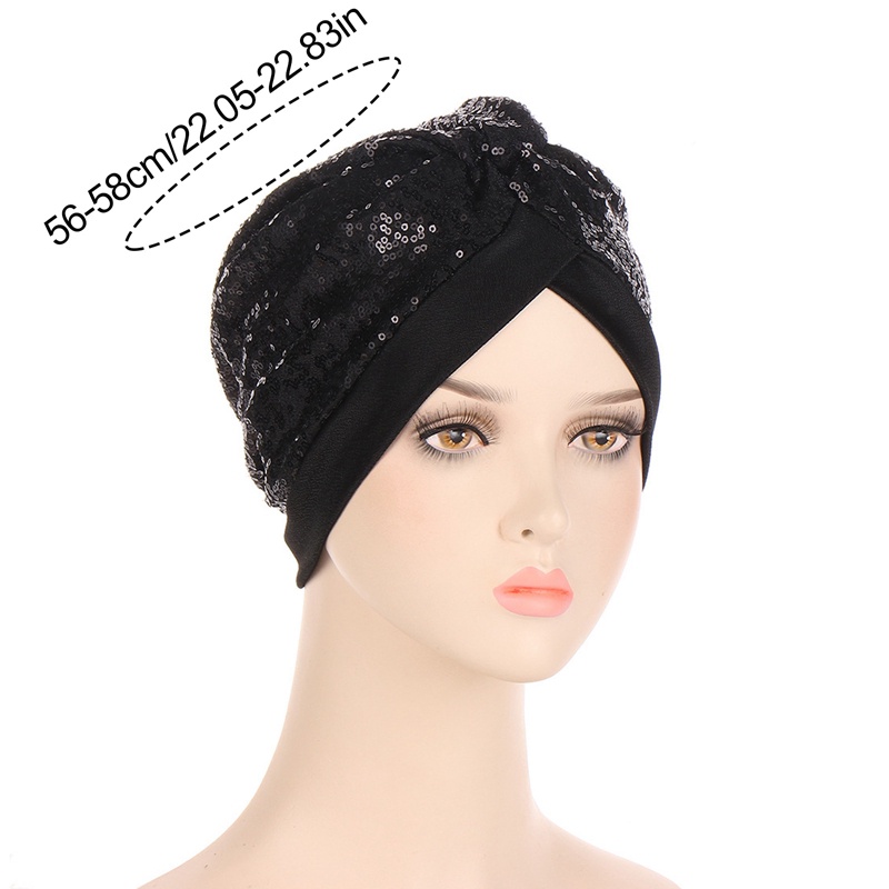 1 Mũ Turban Đính Kim Sa Màu Sắc Lấp Lánh Thời Trang Cho Nữ