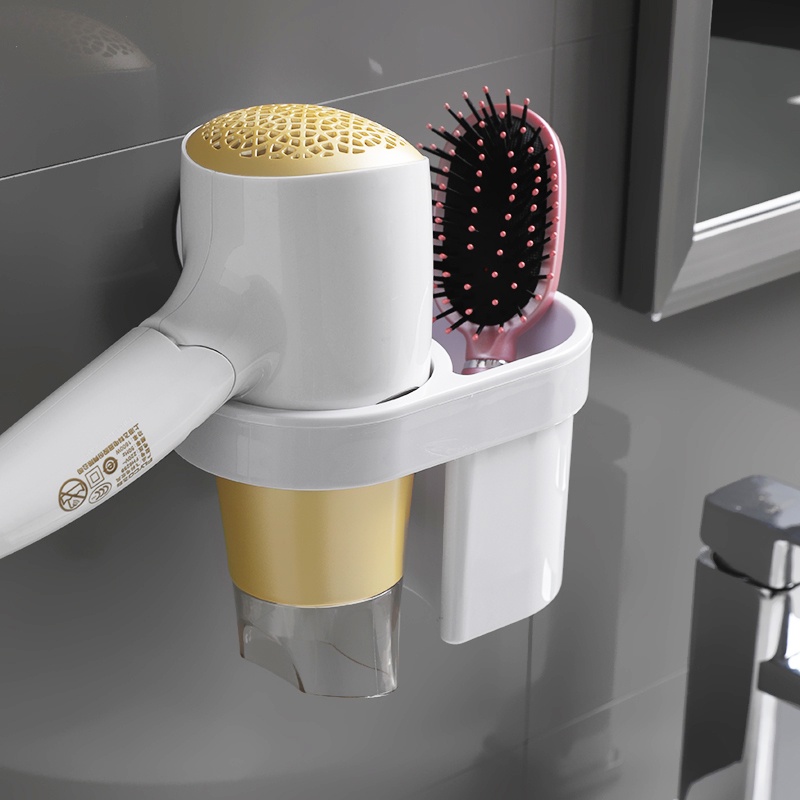 Giá Đựng Máy Sấy Tóc Gắn Tường Không Cần Khoan Dạng Cốc Hút Tiện Dụng Cho Phòng Tắm