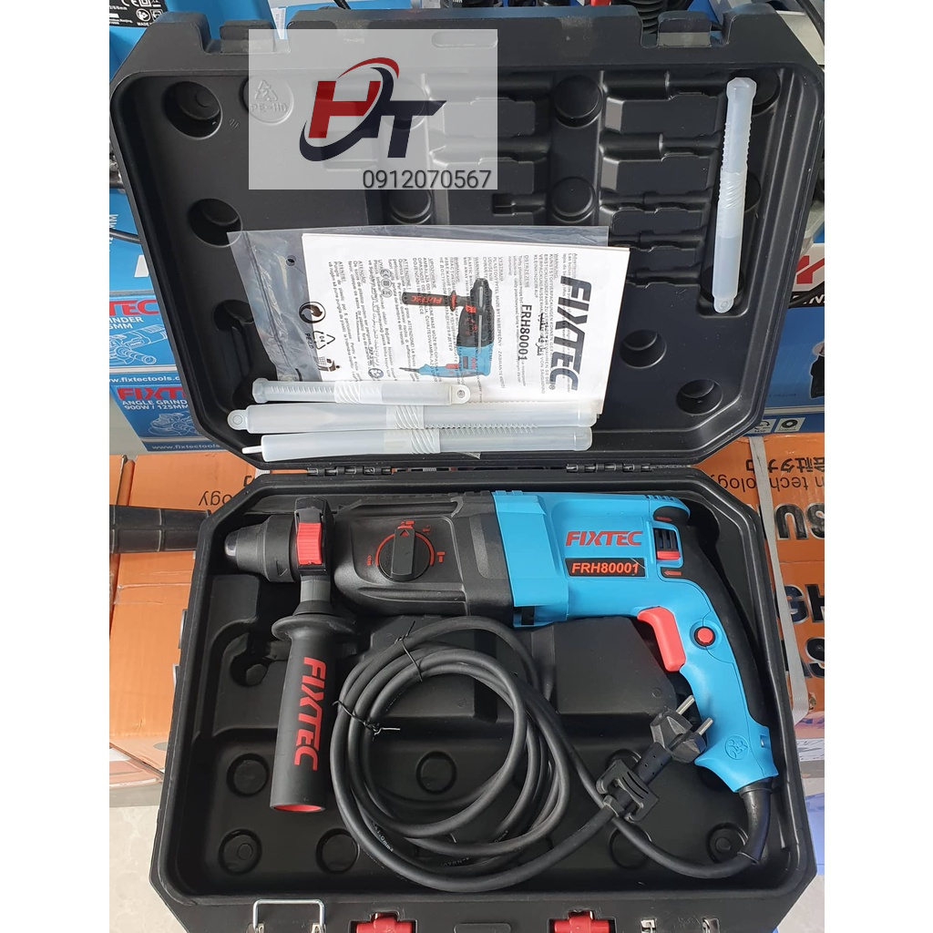Máy Khoan Bê Tông FIXTEC FRH80001 Ba Chức Năng Tặng Kèm 5 Mũi Khoan Chính Hãng Bảo Hành 6 Tháng