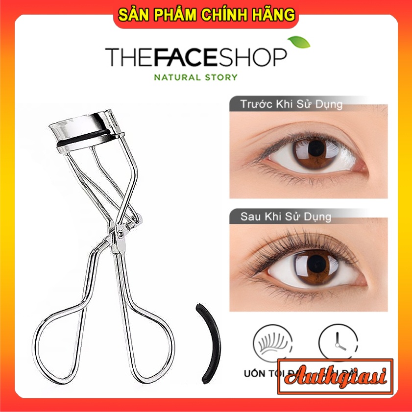 Kẹp bấm mi The Face Shop Eyelash Curler TFS siêu cong màu Bạc và Vàng kèm 2 lõi thay