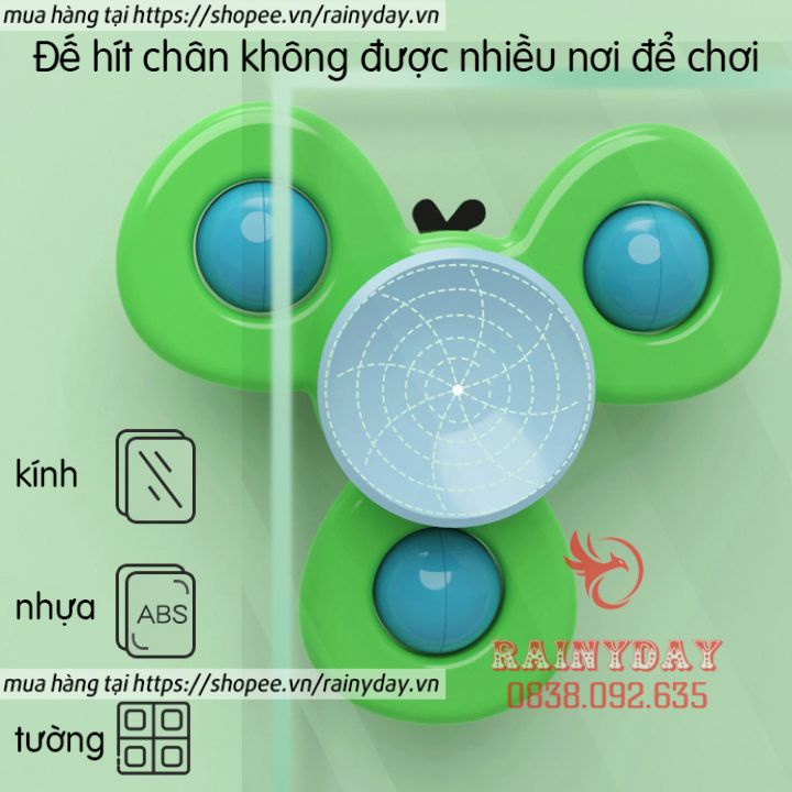 Bộ 3 đồ chơi con quay spinner cho bé gắn tường chong chóng hoạt hình dán dính tường cho bé