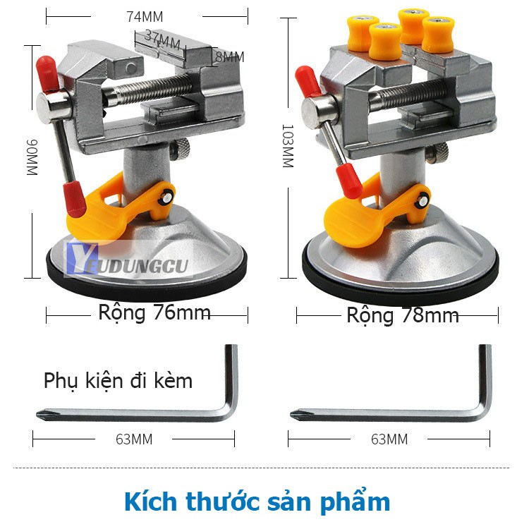 Ê tô mini để bàn dạng đế hít xoay 360 độ - Eto để bàn dụng cụ DIY