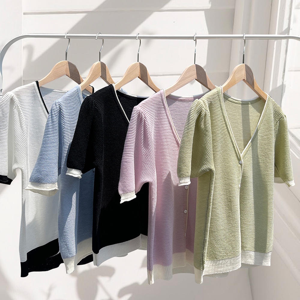 Áo Dệt Kim Ngắn Tay Thoáng Khí Thoải Mái Phong Cách Mới Xuân Hè 50914