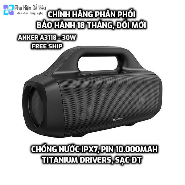 Loa bluetooth Anker Soundcore Motion Boom 30W - A3118 [PHÂN PHỐI CHÍNH HÃNG VN, BẢO HÀNH 18 THÁNG]