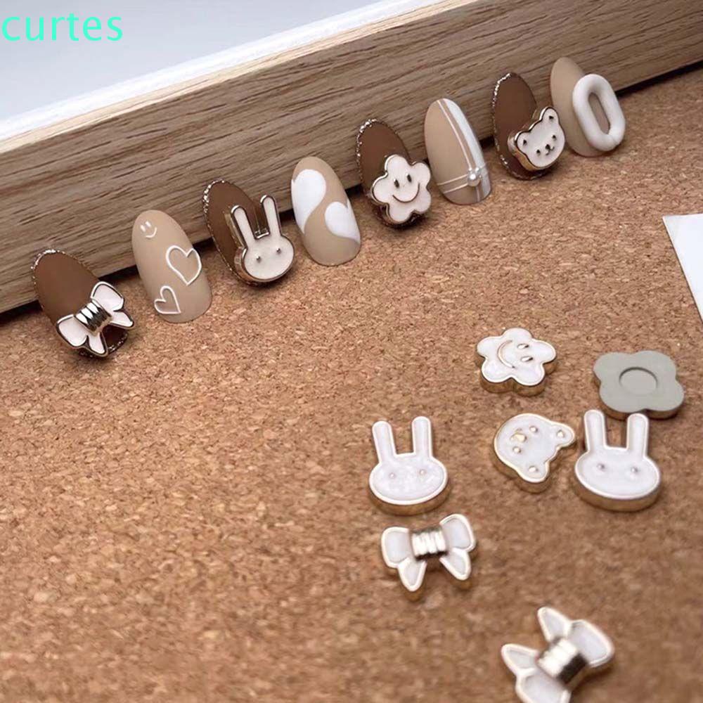 Phụ kiện trang trí móng tay nghệ thuật hình thỏ / gấu / hoa mặt cười 3D bằng nhựa