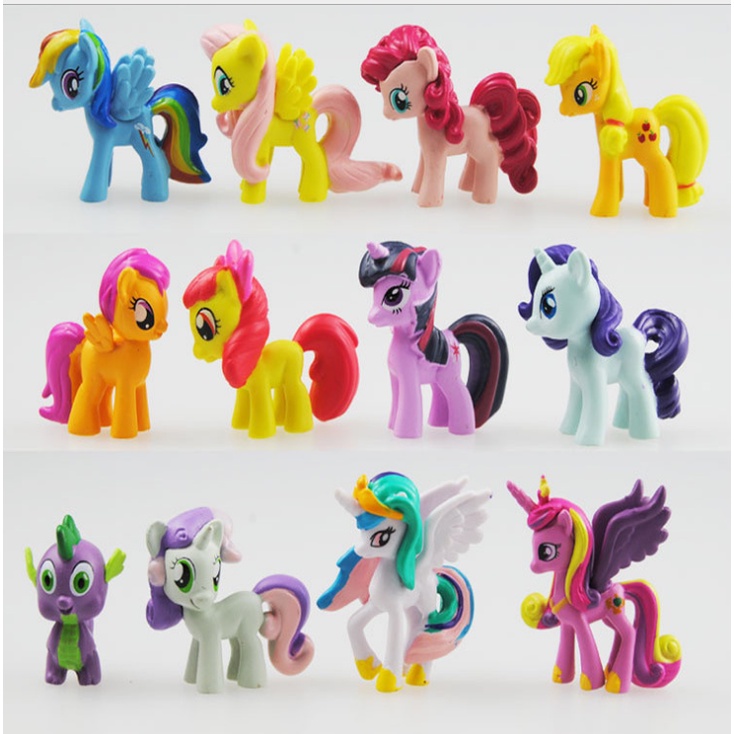 12Pcs Cake Topper Cake Decoration Toys Cartoon My Little Pony Cake Figurines Birthday Party Decoration Unicorn Doll Toy