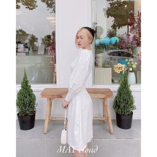 Đầm tay dài nút bọc