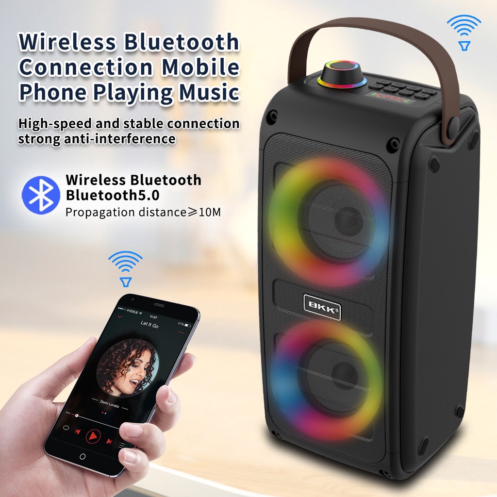 Loa Bluetooth Karaoke BKK87 Có Led Kèm Micro Có Dây