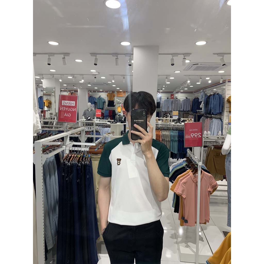 Áo Polo Nam YODY vải cotton cafe in hình gấu có thể phối combo và đôi APM5281