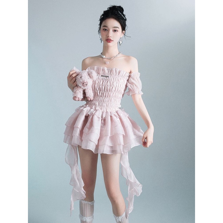 Đầm Ngắn Lệch Vai Ôm Eo Thời Trang Mùa Hè Quyến Rũ Cho Nữ