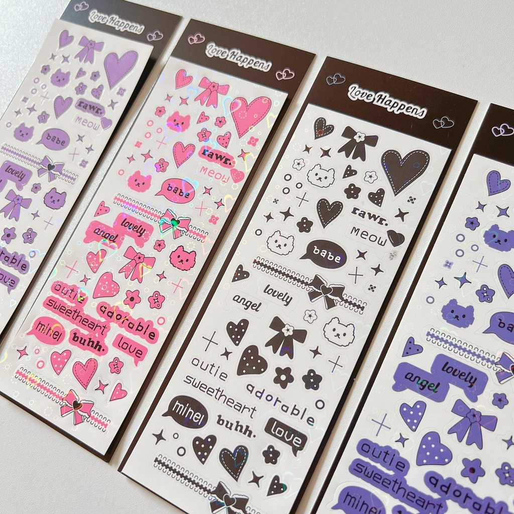 Tấm sticker laser họa tiết thỏ, tình yêu