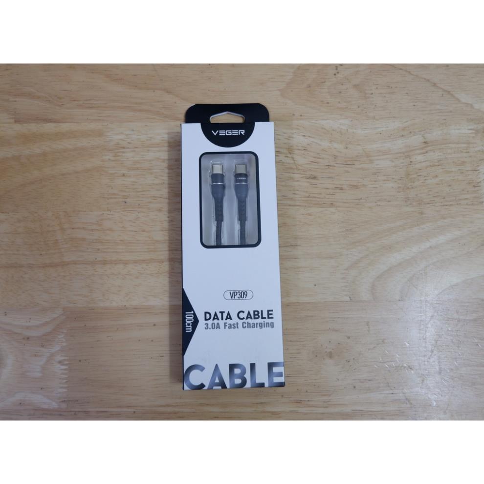 Cáp sạc Type C to bọc Dù Cao Cấp VEGER VP309 hỗ trợ sạc nhanh PD 65W, Bảo hành chính hãng 18 tháng lỗi 1 đổi 1