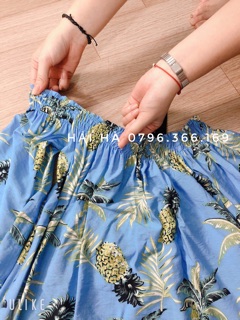 Set đồ đôi áo sơ mi + váy trễ vai