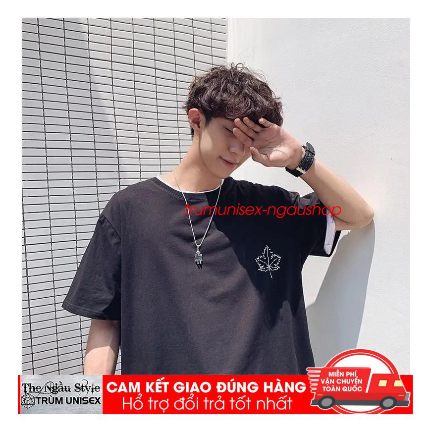 Áo thun Stee nam tay lỡ unisex form rộng overtee Lá Phong Hàn Quốc màu trắng và đen chất vải cotton xịn Trumunisex | BigBuy360 - bigbuy360.vn