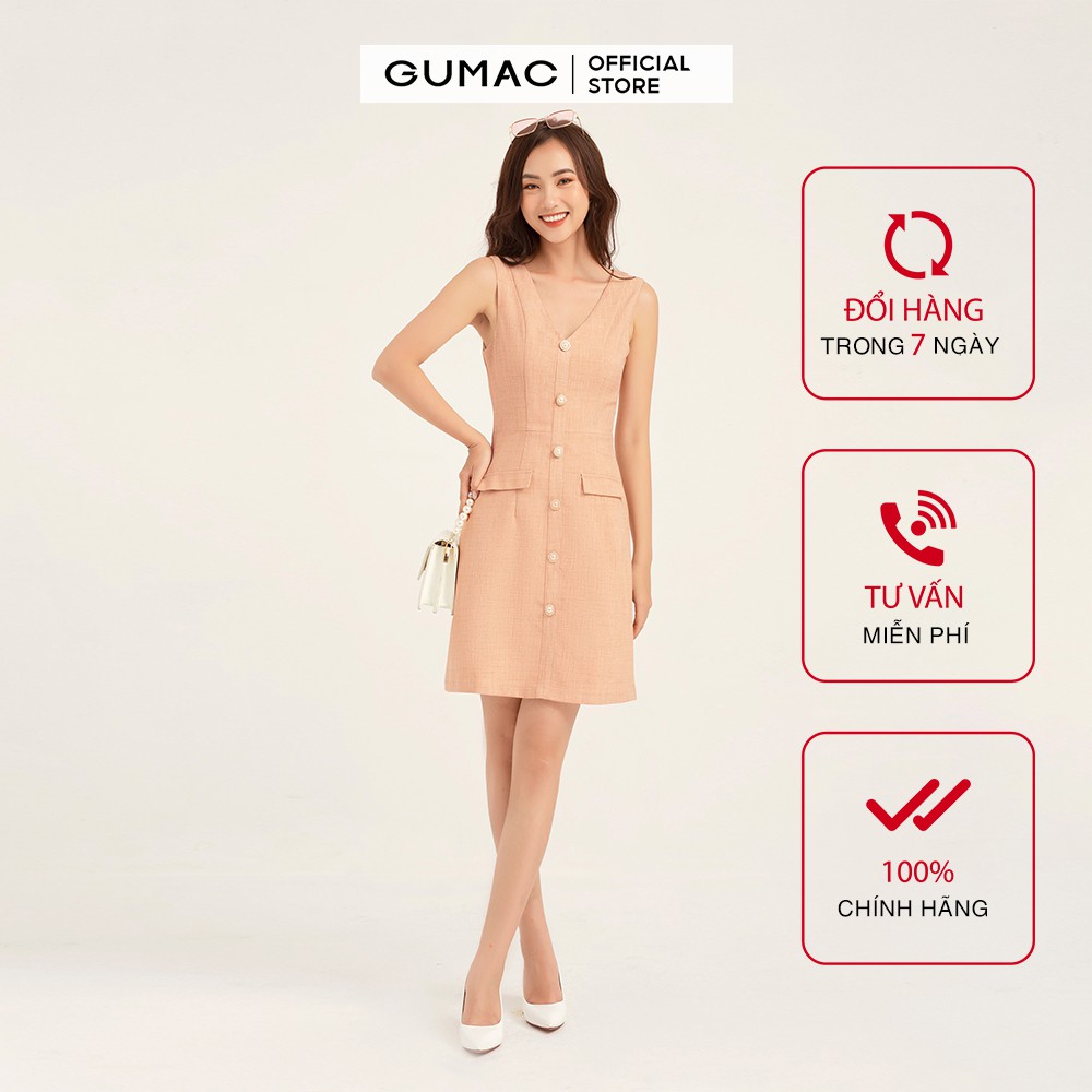 [Mã WABRGULUV giảm tới 100K đơn 249K] Đầm ôm nữ GUMAC sát nách nắp túi sexy màu hồng, đủ size DB126