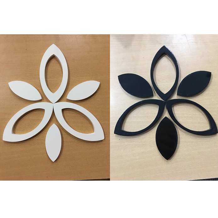 Bộ 6 lá kép trang trí dán tường 3D gỗ