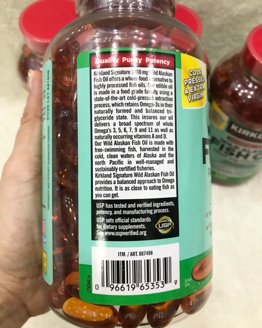 Viên uống dầu cá Kirkland Wild Alaskan 230 viên.