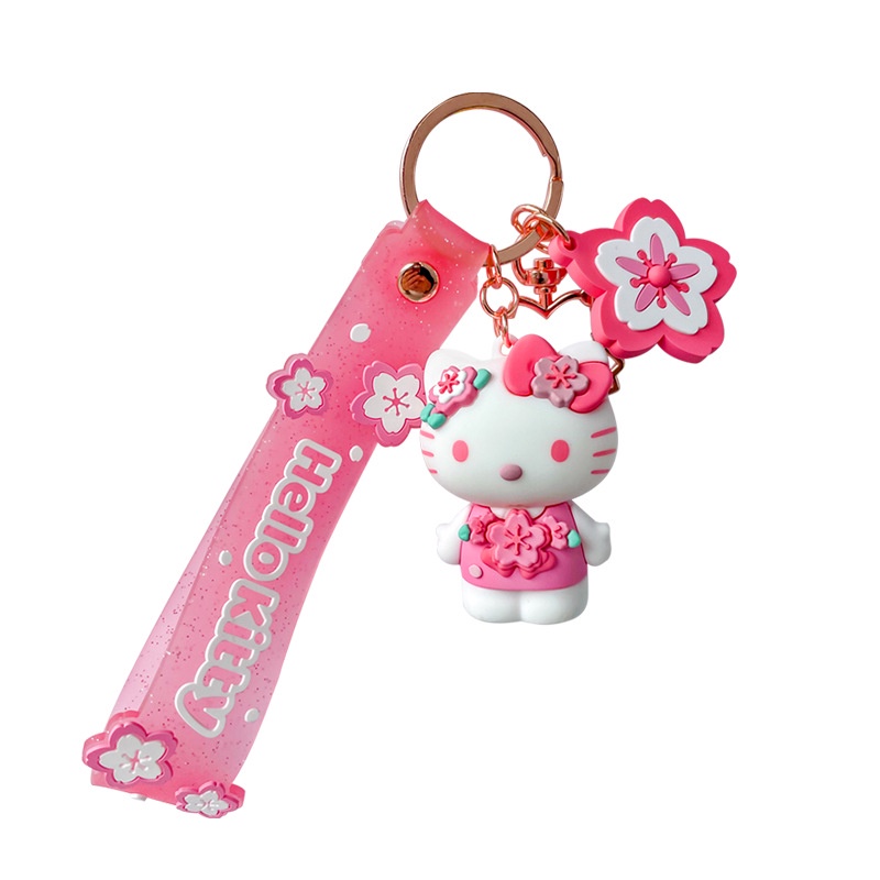 SANRIO Móc Khóa Hình Búp Bê Hello Kitty Màu Hồng Dễ Thương