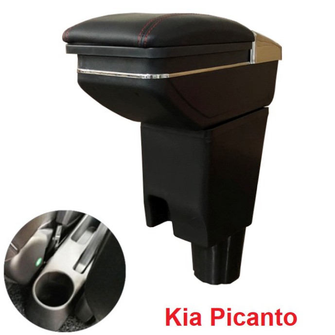 Sản Phẩm Hộp tỳ tay ô tô, xe hơi Kia Picanto JDZX-PCT-D (Chất liệu nhựa ABS + da PU). Thiết kế theo khuôn cốc zin của xe