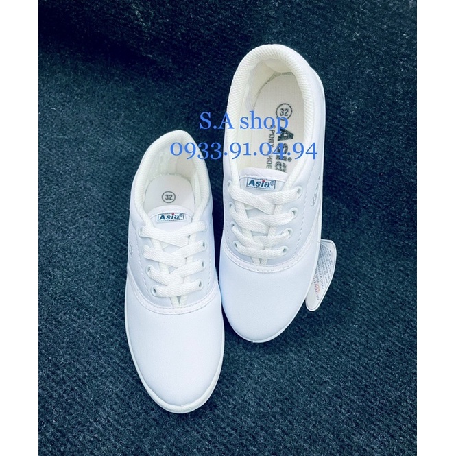 Giày thể thao ASIA da SI trắng cột học sinh BÉ gái bé trai