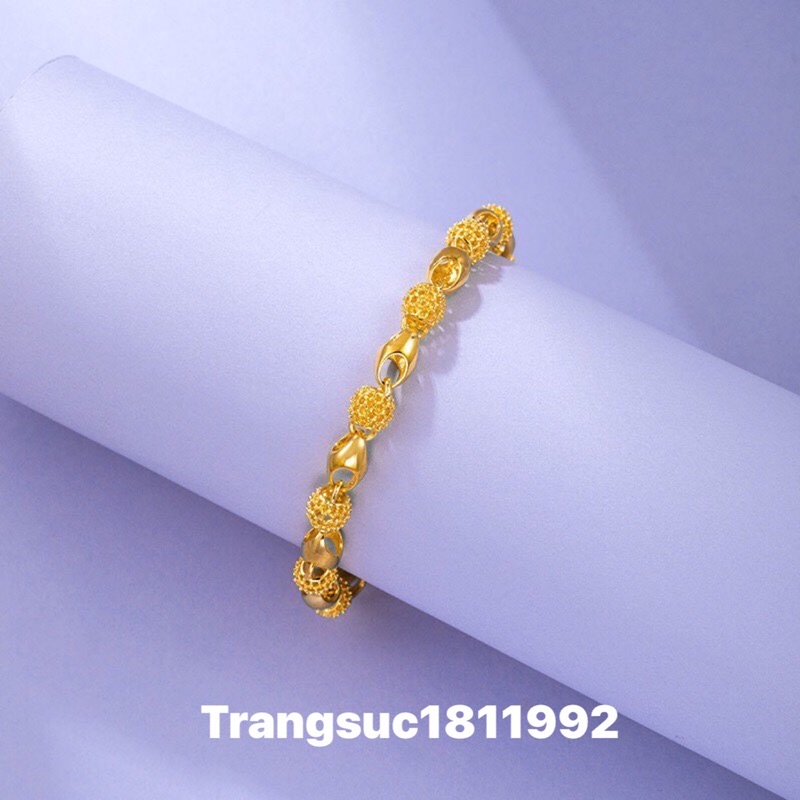 Lắc tay nữ mạ vàng kiểu hạt màu 24 sáng bóng