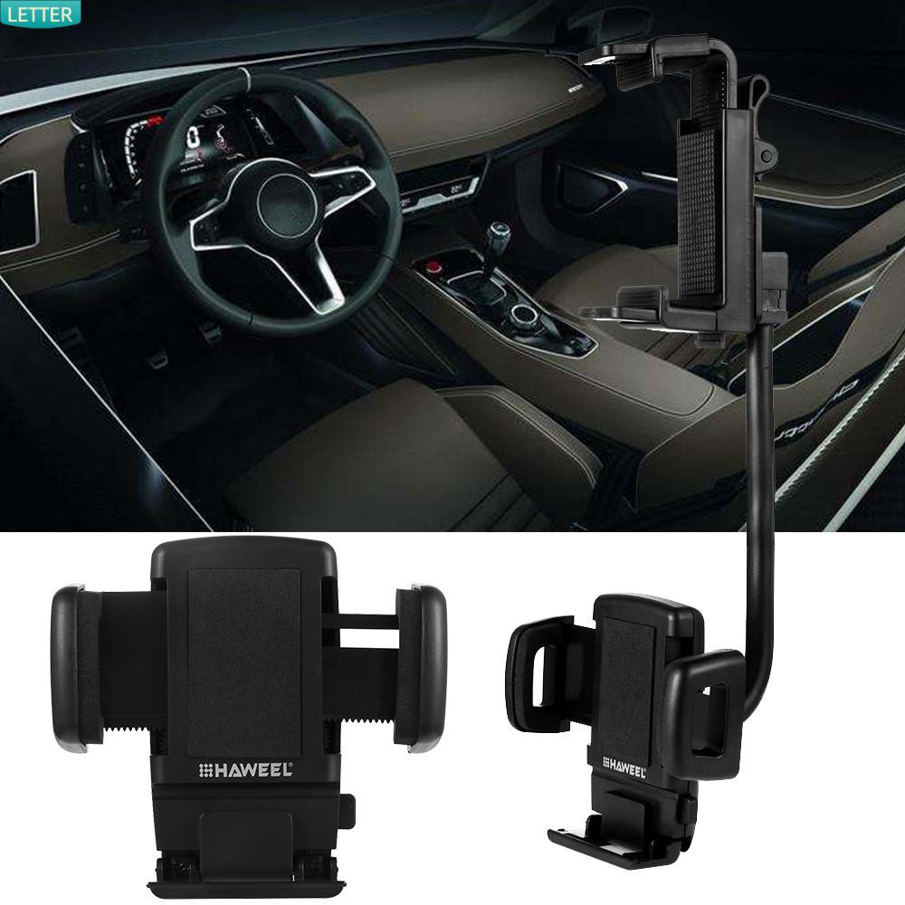 LETTER Universal Mobile  Phone Holder Multifunctional Auto Internal  Cradle Car Rearview Mirror Mount Flexible Extra-firm Hose 360 Degree Rotate Navigation Stand