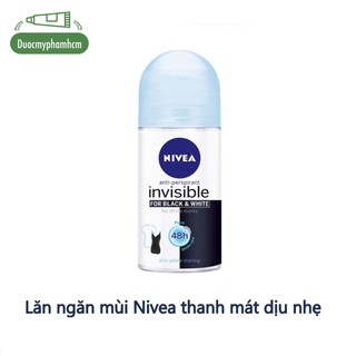 Lăn ngăn mùi Nivea Invisible Pure for Black & White giảm vệt ố vàng trên áo - thanh mát dịu nhẹ