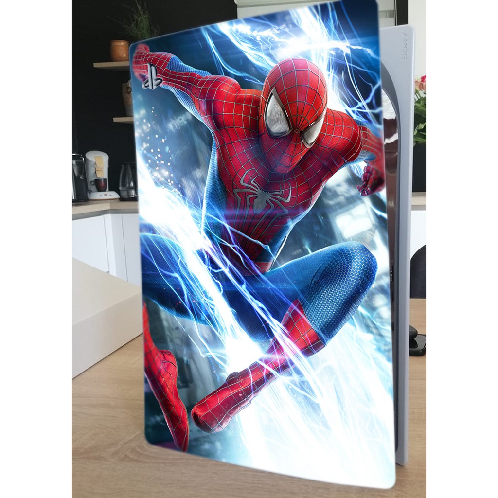 Miếng dán trang trí skin ps5 chủ đề Spider man vs Iron man