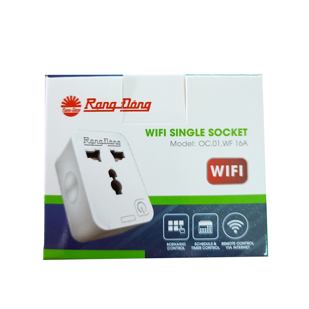 Ổ cắm điện đơn thông minh wifi RẠNG ĐÔNG - OC.01.WF