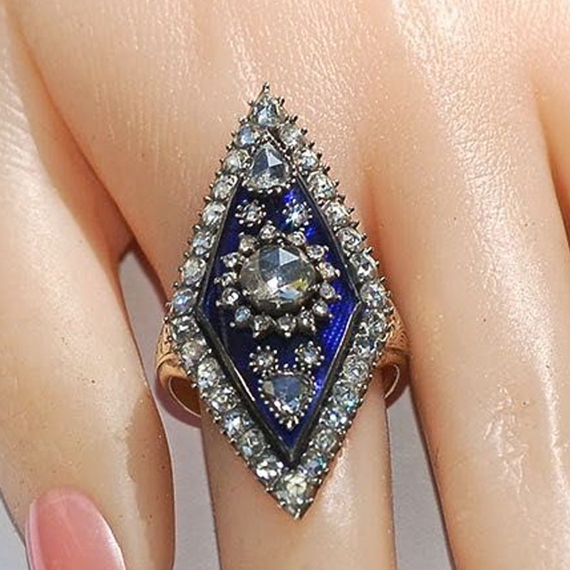 Nhẫn Đính Đá Zircon Màu Xanh Dương Thời Trang Cho Nữ