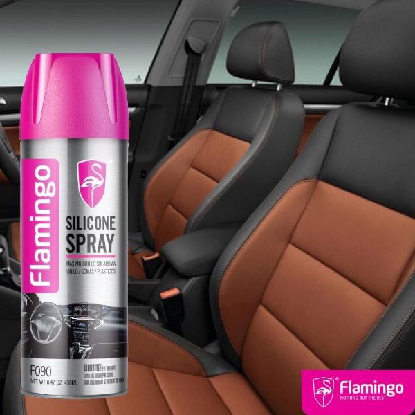 Bình xịt bọt Flamingo Silicone Spray F090L Hương Chanh - Đánh bóng đồ da và gỗ trên ô tô