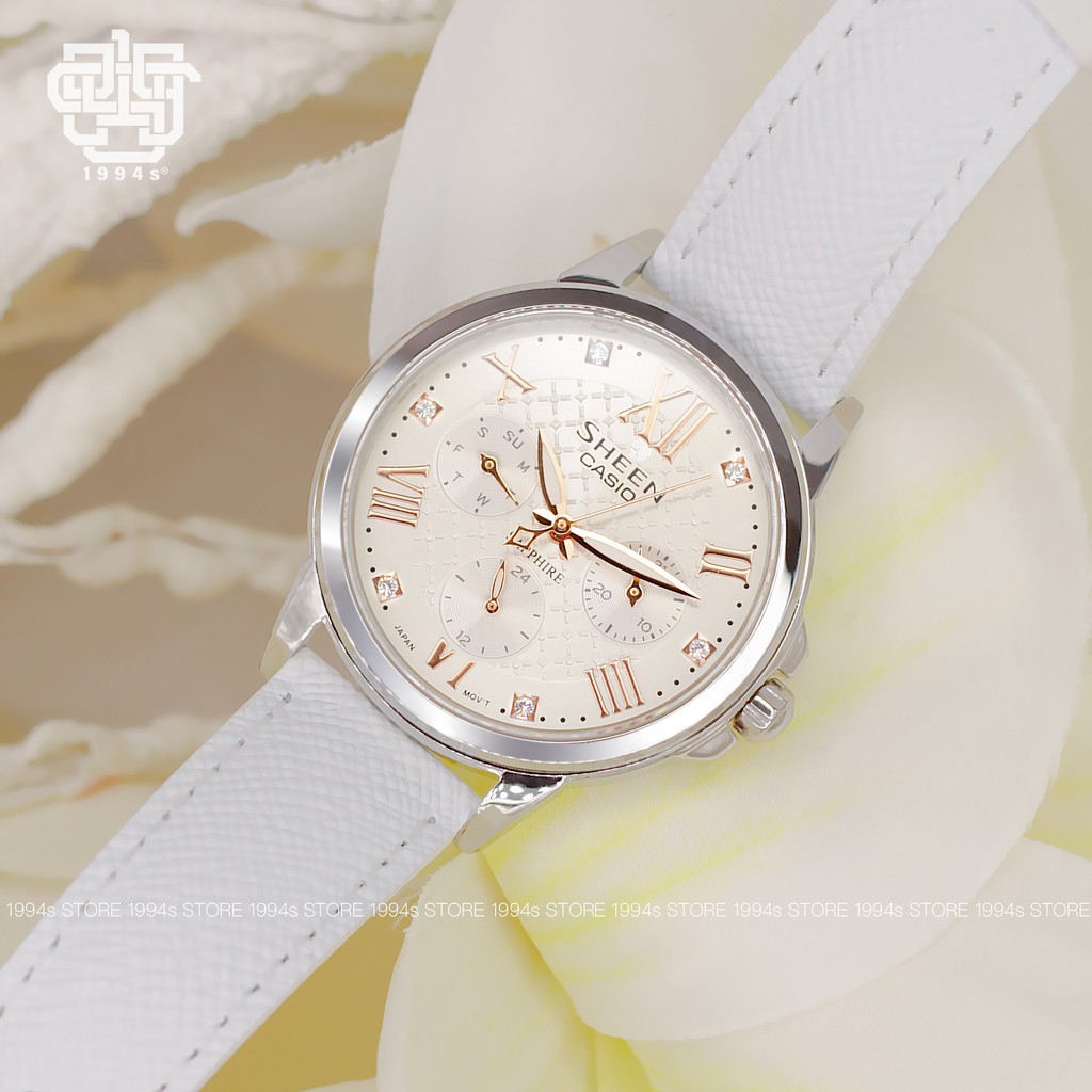 Đồng hồ nữ Casio Sheen SHE-3511 / SHE-3511L-7A kính Sapphire chống trầy, chống nước 50m, hàng chính hãng