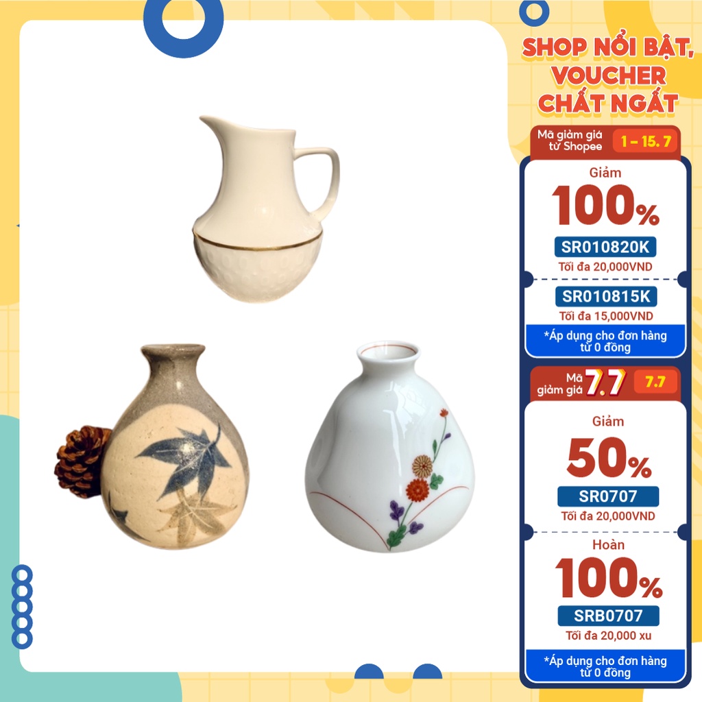 Bình hoa gốm sứ Nhật hoa văn cổ điển