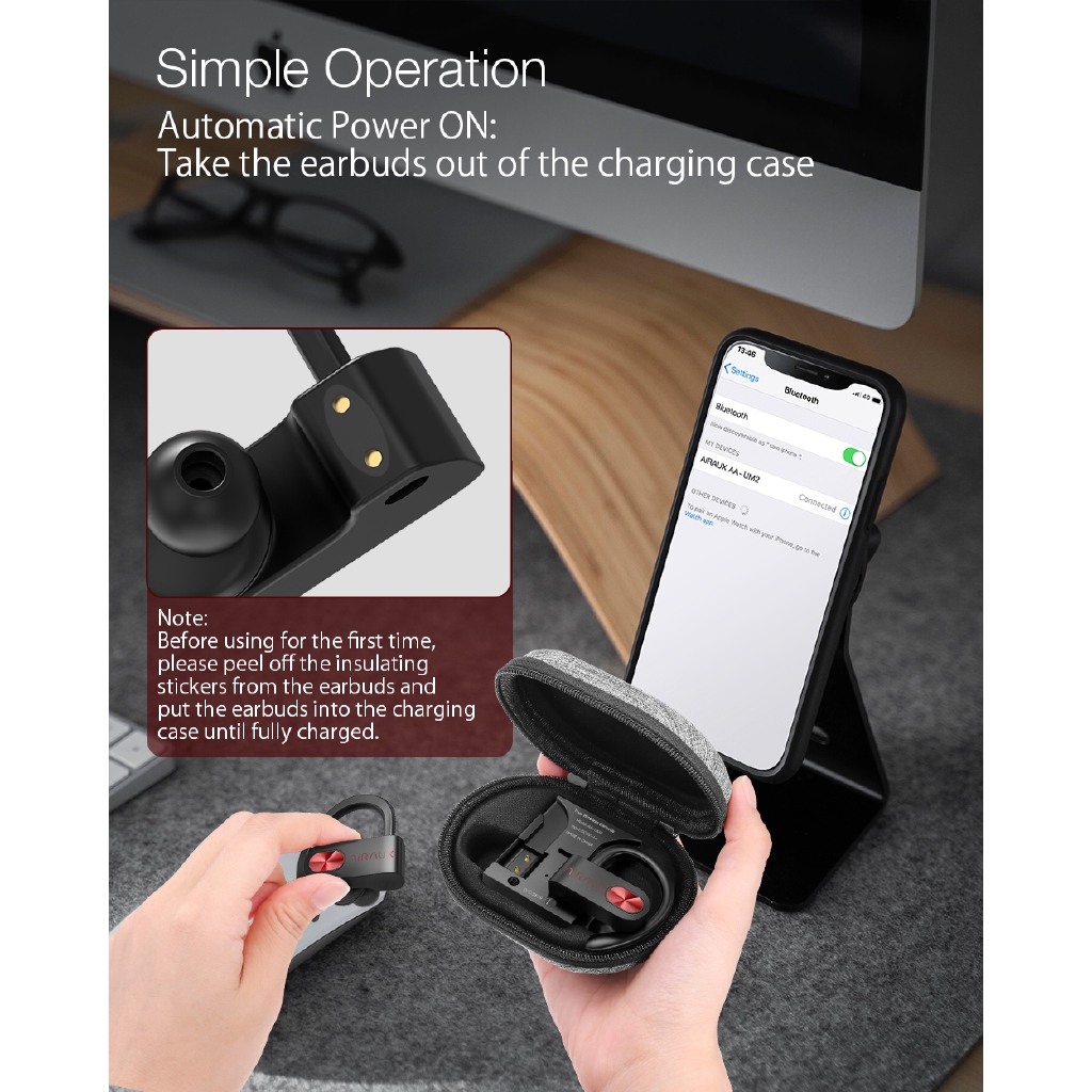 Tai Nghe Bluetooth 5.0 Airaux Aa-M2 Tws Kèm Phụ Kiện | BigBuy360 - bigbuy360.vn