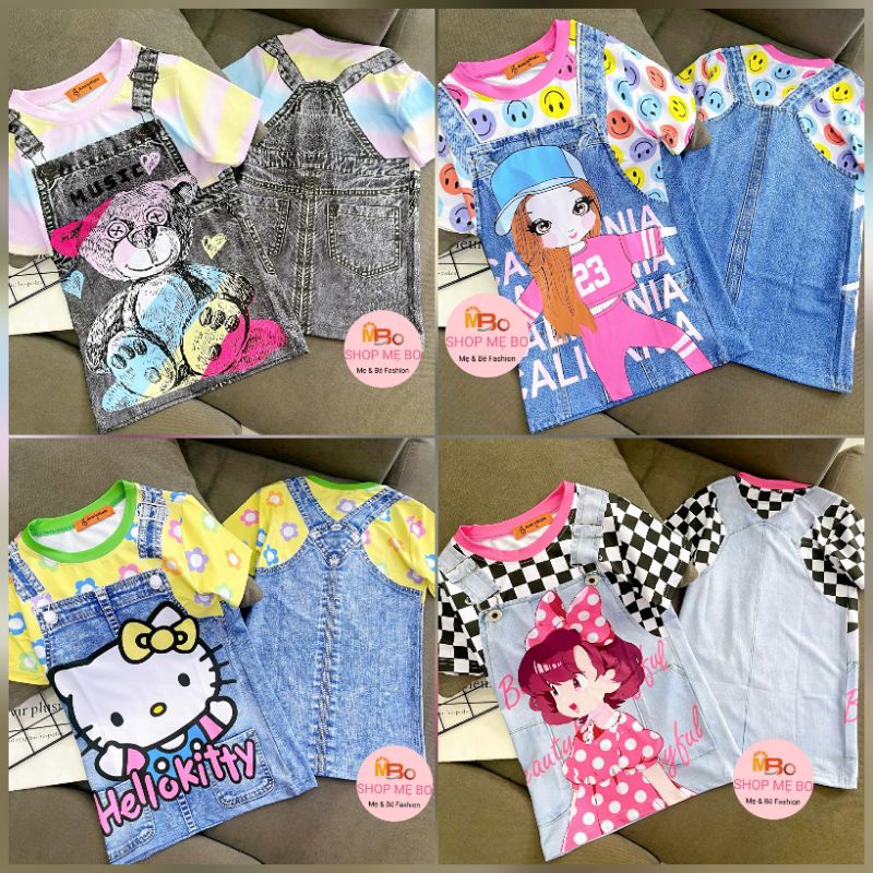 Váy đầm bé gái 3d thun lạnh mềm mát in hoạt hình mèo chuột mickey, ngựa pony, công chúa từ 9 đến 40kg