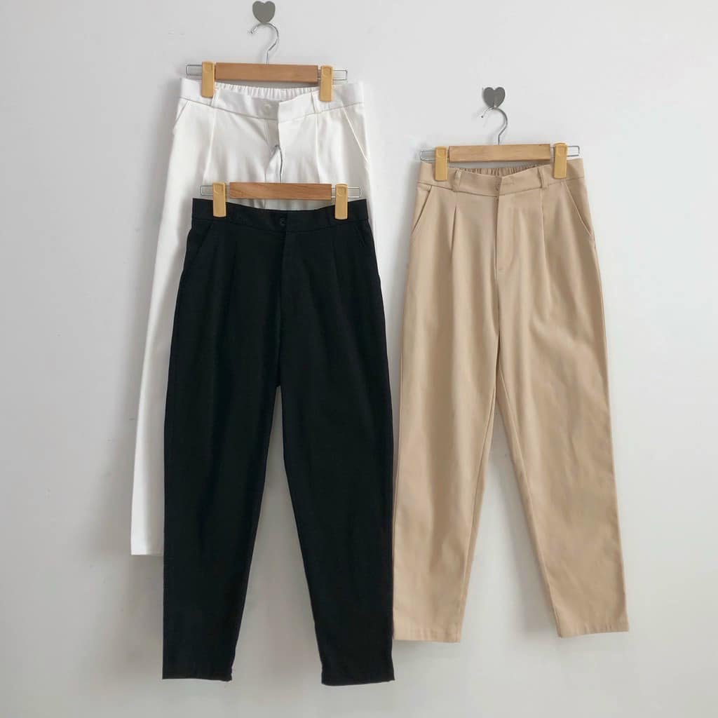 Quần Dài Kaki Lưng Thun CÀI CÚC Ống Suông - vải kaki mềm