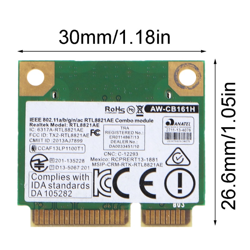 Combo Tai Nghe Bluetooth 4.0 IEEE 802.11ac Băng Tần Kép RTL8821AE Mini Pcie