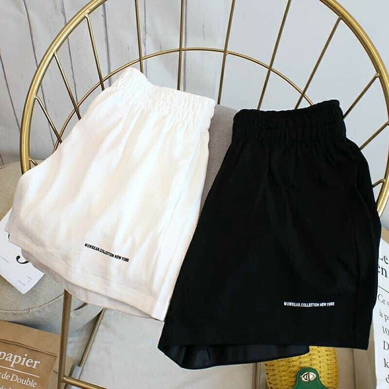 Quần Short Nữ Chữ Nhỏ Unisex♥️ FREESHIP  Shorts Đùi Ống Rộng♥️Sooc Cạp Chun🦋Sọt Ngắn