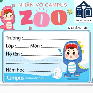 Nhãn Dán Vở Campus Zoo (12 Nhãn/Túi)