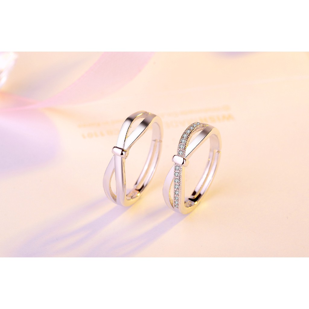 Nhẫn mạ bạc hình nơ xinh xắn thời trang cho cặp đôi