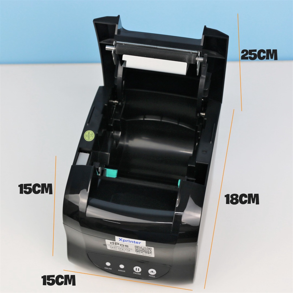 Máy in dPos Xprinter XP318B &amp; XP350B in tem nhãn mã vạch Minicode, tem phiếu vận chuyển và in Bill hóa đơn cửa hàng