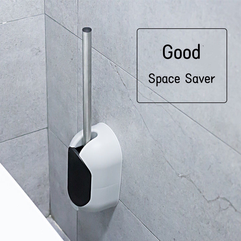 Bộ Bàn Chải Vệ Sinh Toilet Tay Cầm Dài Bằng Thép Không Gỉ Mềm Mại Tiện Dụng