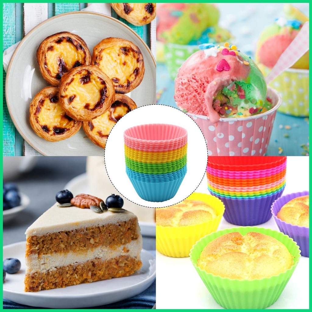 Set 11 Cốc Làm Bánh Muffin Bằng Silicone Chống Dính Tái Sử Dụng Được